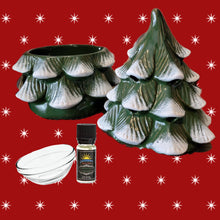Load image into Gallery viewer, Snowy Spruce Tree Scent Warmer &amp; Glass Dish
